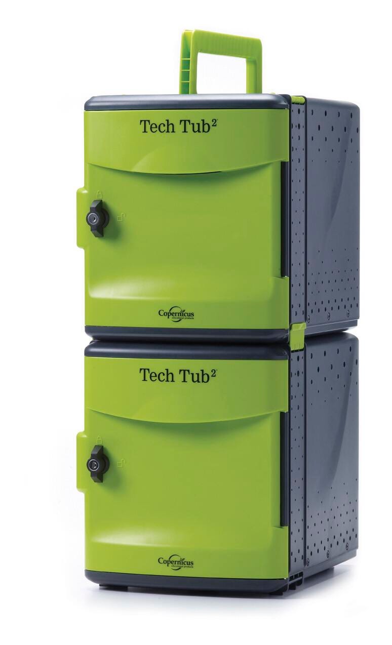 Copernicus Tech Tub2, Holds 10 Devices, 12-1/2 x 16-1/4 x 26 Inches, Black and Green, Item Number 1566450